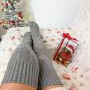 Pcavin Thigh High Socks for Women Cable Knit Over the Knee Boot Socks, Long Warm Leg Warmers Winter