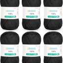Katech Pure Cotton Yarn for Crocheting & KnittingSoft Sport Weight CYC #2, 6 Skeins (50g Each, 300g Total), Ideal Crochet Yarn for Dishcloths, Baby Clothes, Socks, Lightweight ScarvesBlack