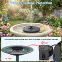 SEIRMEP Solar Fountain Pump with 3 Spray Height Adjustments, Upgraded Glass Solar Bird Bath Fountains with LED Lights,6 Nozzles,Outdoor Solar Water Fountain for Bird Bath, Garden, Pool, Pond (Black)