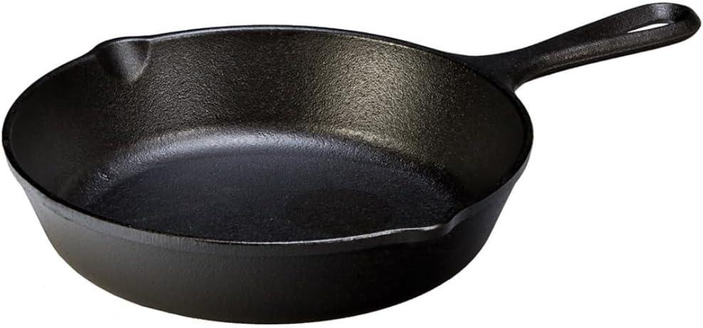 Lodge 8 Inch Cast Iron Pre-Seasoned Skillet  Signature Teardrop Handle - Use in the Oven, on the Stove, on the Grill, or Over a Campfire, Black