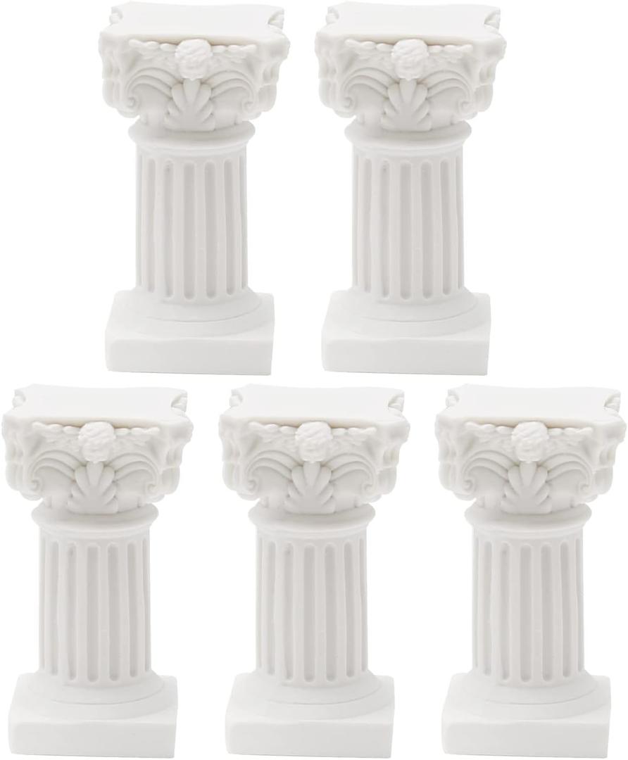 5Pcs Mini Roman Pillar Greek Columns, Christmas Decorations, Greek Statues Decor, Resin Artistic Ornament for Wedding Table,1.18" L x 1.18" W x 2.56" H (White)