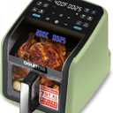 Gourmia Air Fryer 7 QT - Easy View Panorama Window & Interior Light, Guided Cooking with 12 One-Touch Presets, FryForce 360, Dishwasher Safe Accessories, Green