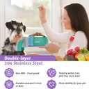 COKTIK Dog Bowl, Insulated Stainless Steel Food Bowls for Dogs & Cats, Non-Slip Dog Bowls Water Bowl Large Breed, Easy to Clean, Durable and Dishwasher Safe (64oz, White)
