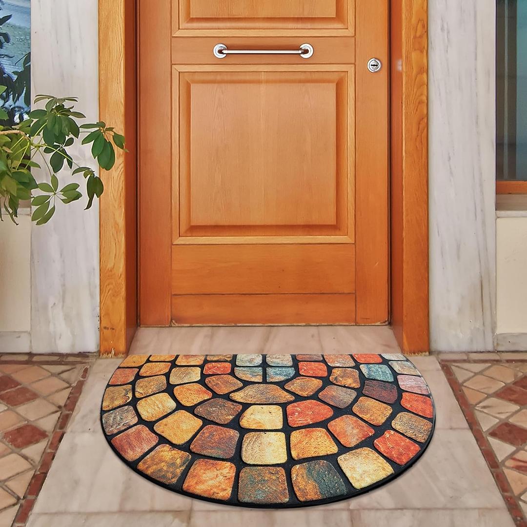 ubdyo Half Circle Door Mat Outdoor Entrance, 36" x 24"
