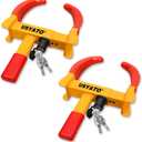 2Pcs Universal Heavy Duty Wheel Lock - Anti Theft Trailer Lock & Car Boot, Adjustable Security Tire 11.4" for Trailers, Cars, Golf Cart, ATV, SUV, RV, Boat, Camper, Motorcycle,6 Keys,Yellow+Red
