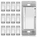 BESTTEN 12 Pack Super Slim Slide Dimmer Light Switch, Single Pole or 3 Way Dimmer Switches, Compatible with LED Dimmable Lamp, CFL, Incandescent, Halogen Bulb, ETL Listed, White
