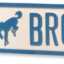 Ford Bronco Metal Wall Art - Ford Bronco Street Sign for Garage, Man Cave or Shop, Small, Color: Silver/Blue, 
Size: 20" W X 3.33" H X 0.125" D
