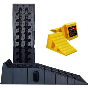 Car Ramps for Oil Changes Lift 6.7'', Vehicle Maintenance Portable Anti-Slip Ramp to Lift Cars Truck for Garage and RV Trailer Tire Change, with 2 Wheel Chocks for Safety (6.7" Lift+Wheelchocks)