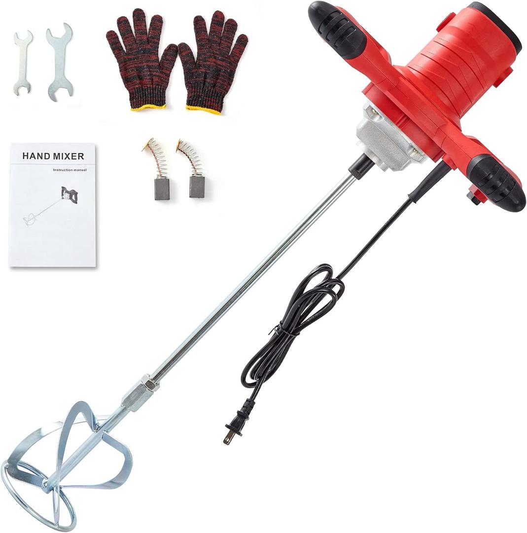 2300W Handheld Electric Concrete Mixer Portable Cement Mixer with 6 Adjustable Speed Mortar Mixer Mud Mixer for Mixing Mud Cement Mortar Paint Fodder