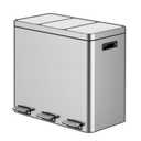 3 Compartment Trash Can, Soft-Close Lid and Removable Inner Rubbish Bin, Stainless Steel Garbage Can for Kitchen, Home Office, Living Room, Bedroom5.3 Gallon/60L (Large, Upgraded Sliver)