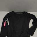 PUMIEY Mesh Bodysuit for Women Crew Neck Long Sleeve Body Suits Sexy Sheer Tops Smoke Cloud Pro Collection (Medium, 01 Jet Black)