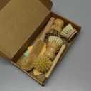 Wooden Dish Brush Set | 4 Kitchen Washing Up Brushes & One Replacement Head | Bamboo & Natural Fibers | Eco Friendly Wooden Pot Brush Scourer Scrubber Sponge Alternative