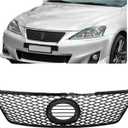 HECASA Front Grill Compatible with 2006 2007 2008 Lexus IS250 IS350 5311153140 Front Bumper Mesh Grille Assembly Black