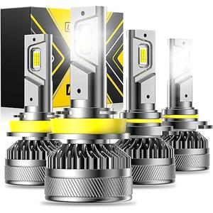 9005 H11 Light Bulbs Combo, 6500K Cold White Super Bright Fog Light, 140W, Pack of 4