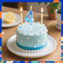 5 x Cartoon Birthday Candle, Blue Number Candle with Golden Rings Anime Themed Cake Topper Birthday Decoration Supplies for Boys Girls (Number 4)