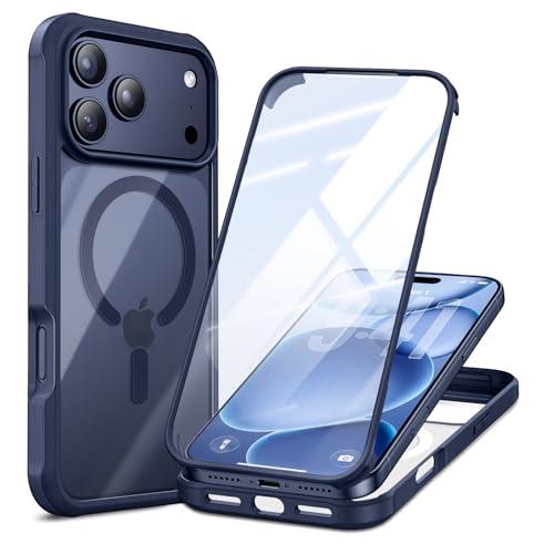 GUAGUA for iPhone 17 Pro Max Case Full-Body Phone Case with Built-in Glass Screen Protector, [Magnetic with MagSafe] Shockproof Clear Phone Case for 17 Pro Max 6.9", Blue