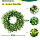 2Pack 20in Eucalyptus Wreath for Front Door, Double Wreaths for Front Door, Artificial Green Leaves Greenery Wreath, All Season Wreath for Porch Window Wall Farmhouse Indoor Outdoor Home Decor