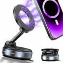 Upgraded 360 Vacuum Magnetic Phone Holder, Magnetic Car Phone Mount, Hands-Free Suction Cup Phone Holder for Car/Gym/Mirror/Shower, Car Mount Compatible with iPhone 16 Pro Max/Android (Black)