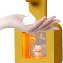 Cute Automatic Foam Soap Dispenser - Kids Touchless Hand Soap Dispenser,Wall Mount Waterproof USB Rechargeable, 13.5oz/ 400ml for Bathroom Countertop, Kitchen, Office, Hotel, Preschool Children (Yellow Cat)