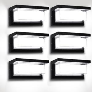 18W Outdoor Porch Lights 6000K 1800LM Rustproof Modern LED Wall Light IP65 Waterproof Aluminum Exterior Patio Lighting Easy to Install for Backyard Patio (6 Pack)