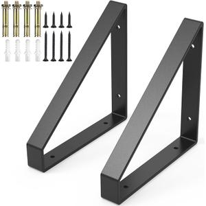 2PCS Heavy Duty Shelf Brackets,8" Metal Wall Brackets Steel Triangle Bracket,300lbs Load Garage Workshop Home Shelf Brackets,Industrial Shelf Supports