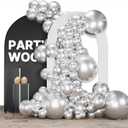 PartyWoo Metallic Silver Balloons 155 pcs Different Sizes Pack of 18 12 10 5 Inch Chrome Silver Balloon Arch Kit Garland for Graduation New Year Wedding Birthday Party Decorations Silver-G102