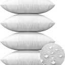 OTOSTAR Premium Outdoor Throw Pillow Inserts 18x18 Inch Waterproof Pillow Inserts Pack of 4 Square Stuffers Decorative Sofa Cushion Insert for Bed Couch Sham Cushion Stuffer (White Set of 4)