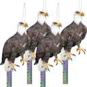 2 x 4PCS Fake Owl to Keep Pigeons Away from House, Flat Hanging Hawk Scare Devices with Reflective Tape, Garden Owl to Scare Woodpecker Pigeon Away from Balcony Plastic Owl for Windows Patio Roof
