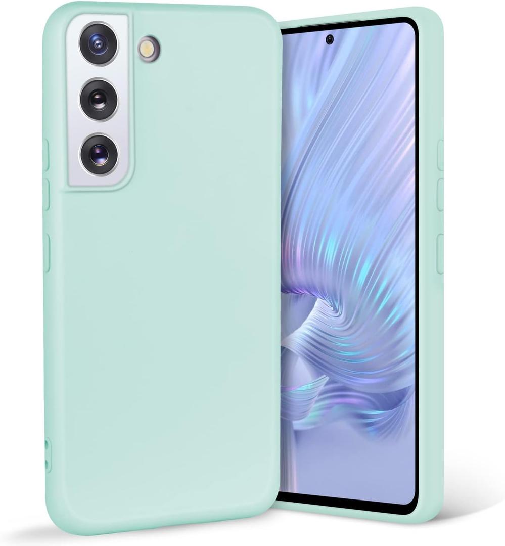 for Galaxy S22 Case, Liquid Silicone Slim Soft TPU Fit Full Body Protection Shockproof Phone Cover for Galaxy S22 6.1" 2022 (Mint)