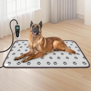 GOLOPET Extra Large Dog Heating Pad 47x30 in with Smart Thermostat Switch and Power Line Protection Tube,Obtained MET and UL Dual Certification,Waterproof Pet Heating pad-Paw Print