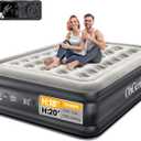 OhGeni Queen Air Mattress with Built in Pump, Inflatable Blow Up Mattress 18 Raised Comfort,Upgraded Surface Portable Mattress, Air Bed for Camping, Home and Guest, Colchone Inflable, 650 lbs Max (Black)