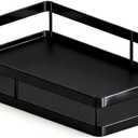 AOVA Pull Out Under Sink Organizer - Single Tier Heavy Duty Metal Sliding Cabinet Shelf, No-Drill Adhesive Under Kitchen Sink Storage, Carbon Steel Slide Out Drawer for Kitchen & Bathroom