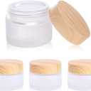 30 Gram/ml Glass Cosmetic Containers with lidsRound Frosted Glass Jars with Leakproof lids,Small Empty Glass Sample Jars for Makeup Lip Scrub Balm Lotions Sample Eye Creams DIY (4 PACK 30ML)