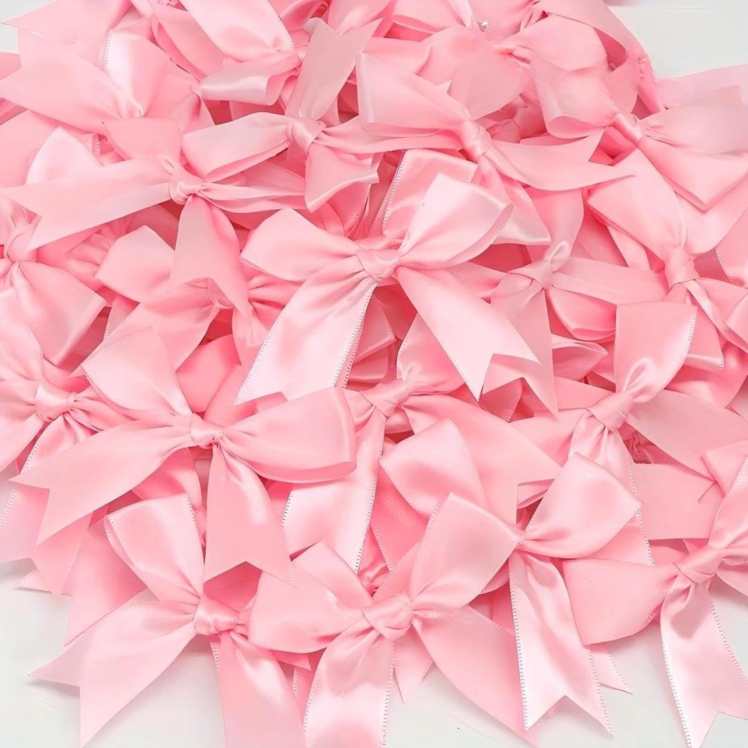 Pink Gift Wrap Bows - 50pcs 3.3 Inch Elegant Bows for Gift Wrapping, Party Decorations, Wedding Decor, Birthday Presents, Holiday Gifts, DIY Crafts, Baby Shower, Anniversary, Christmas, Gift Bags (1 count (Pack of 50))