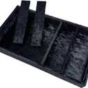 5-Compartment Velvet Sunglasses & Jewelry Organizer Tray Adjustable Dividers, Sturdy Wood, Non-Slip Storage Tray for Watches, Glasses, Bracelets, Desk or Drawer.(Tabby Black)
