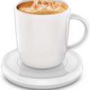 BESTINNKITS Smart Coffee Set Auto On/Off Gravity-Induction Mug Office Desk Use, Candle Wax Cup Warmer Heating Plate (Up to 131F/55C), 14oz (White Set)