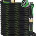 Garden Hose 75 ft, Non-Expandable Ultra-Lightweight Flexible Hose with 360° Dual-End Anti-Kink Design, 10-Pattern Spray Nozzle, 500 PSI Leak-Proof, 96-Strand Braided Fabric, Storage Strap