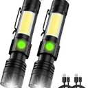 Rechargeable Flashlight, Magnetic LED Flashlight Battery Not Includedwith COB Work Light, Pocket Tactical Flashlights with 6 Modes,1000 Lumens Super Bright,Waterproof,Zoomable,for Camping,Emergency (001C Black)