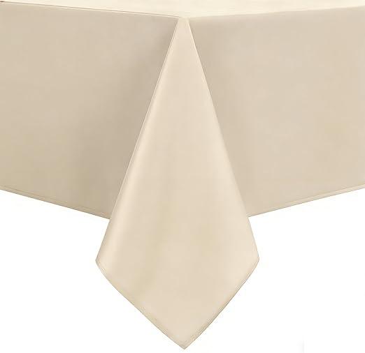 DWCN Rectangle Tablecloth - 70 x 120 Inch - Waterproof Stain and Wrinkle Resistant Washable Table Cloth, Decorative Fabric Table Cover for Kitchen Dining Room Party and Outdoor Use, Beige
