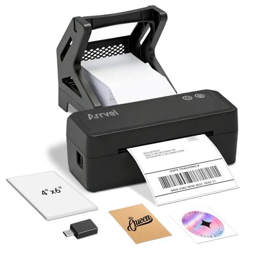 Arrvel Bluetooth Thermal Label Printer with Stand, Wireless 4x6 Shipping Label Printer for Small Business, Support iPhone, Android Windows & Mac, Widely Used for USPS Amazon Etsy Shopify (Black)