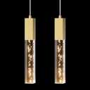 Brass Pendant Lights Kitchen Light Fixture Dimmable Integrated LED Modern Pendant for Kitchen Island Mini Crystal Pendant Light for Bathroom Bedroom 3000K Warm Light(2-Pack)