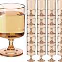 48 Packs 8oz Acrylic Reusable Plastic Wine Glasses Bulk Wedding Disposable Short Stem Christmas Thanksgiving Party Goblet Cup Vintage Unbreakable Cocktail Drink Bars Stemware (Champagne)