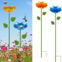 Bee Watering Station for Garden, 2 Pack Bee Drinking Station with Umbrella Design, Metal Butterfly Feeder Bee Baths for Outdoor Garden Yard Decor (Blue,Yellow)