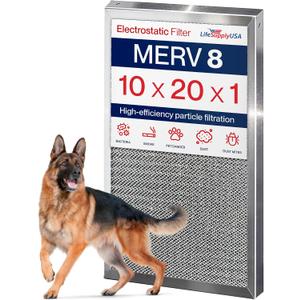 10x20x1 Electrostatic Air Filter, MERV 8, Washable, Reusable Furnace AC/HVAC Filter, Energy Saving, Easy to Clean, Long-Lasting by LifeSupplyUSA