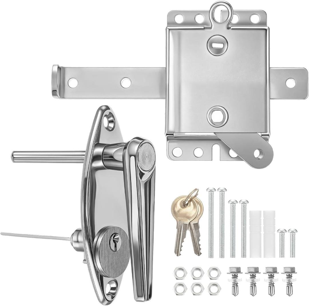 MorningRo Garage Door Lock Kit Universal LHandle Lock with Inside Side Latch Keys Garage Door Repair Parts Replacement Hardware Kit for Home Improvement