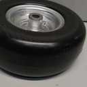 11x4.00-5 Flat Free Solid Smooth Lawn Mower Tires on Wheel w/Silvery Steel Rim Fits Universal Zero-Turn Lawn Mowers -3.4"-4"-4.5"-5" Centered Hub,Bore ID: 3/4" or 5/8" with Adjustment Spacers