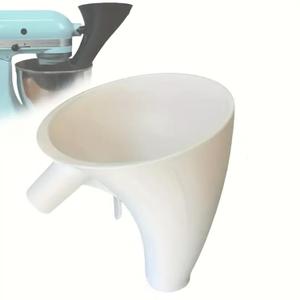 Flour Funnel for Kitchen Mixer, Easy-Pour Funnel for Dry and Wet Ingredients Like Flour, Sugar and Eggs, Anti-Splash Accessory, Fits Tilt-Head 4.55 Qt, Durable Dishwasher-Safe Baking Tool (White)
