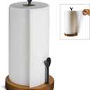 TJ.MOREE Farmhouse Paper Towel Holder Countertop, Easy One-Handed Tear Wood Paper Towel Stand for Kitchen Dining Table