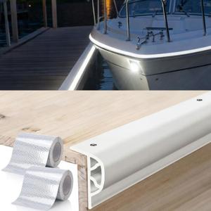 5 Pack 4 ft Dock Bumpers P Type PVC Profile Dock Edging 2 Roll DIY Reflective Tape White Boat Guard Fender for Straight Edge and Side Piling Pier Protection