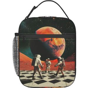 Reusable Astronaut Lunch Box for Kids Girls Boys Women Adult, Insulated Moon Space Cosmic Lunch Bag,Polyester Cooler Handbags Case for School Picnic Work Travel Beach or Hiking